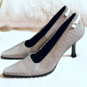 Baby pink with fishnet overlay heels, 10